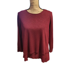 Abercrombie & Fitch wine layered long sleeve top, button closure, size small